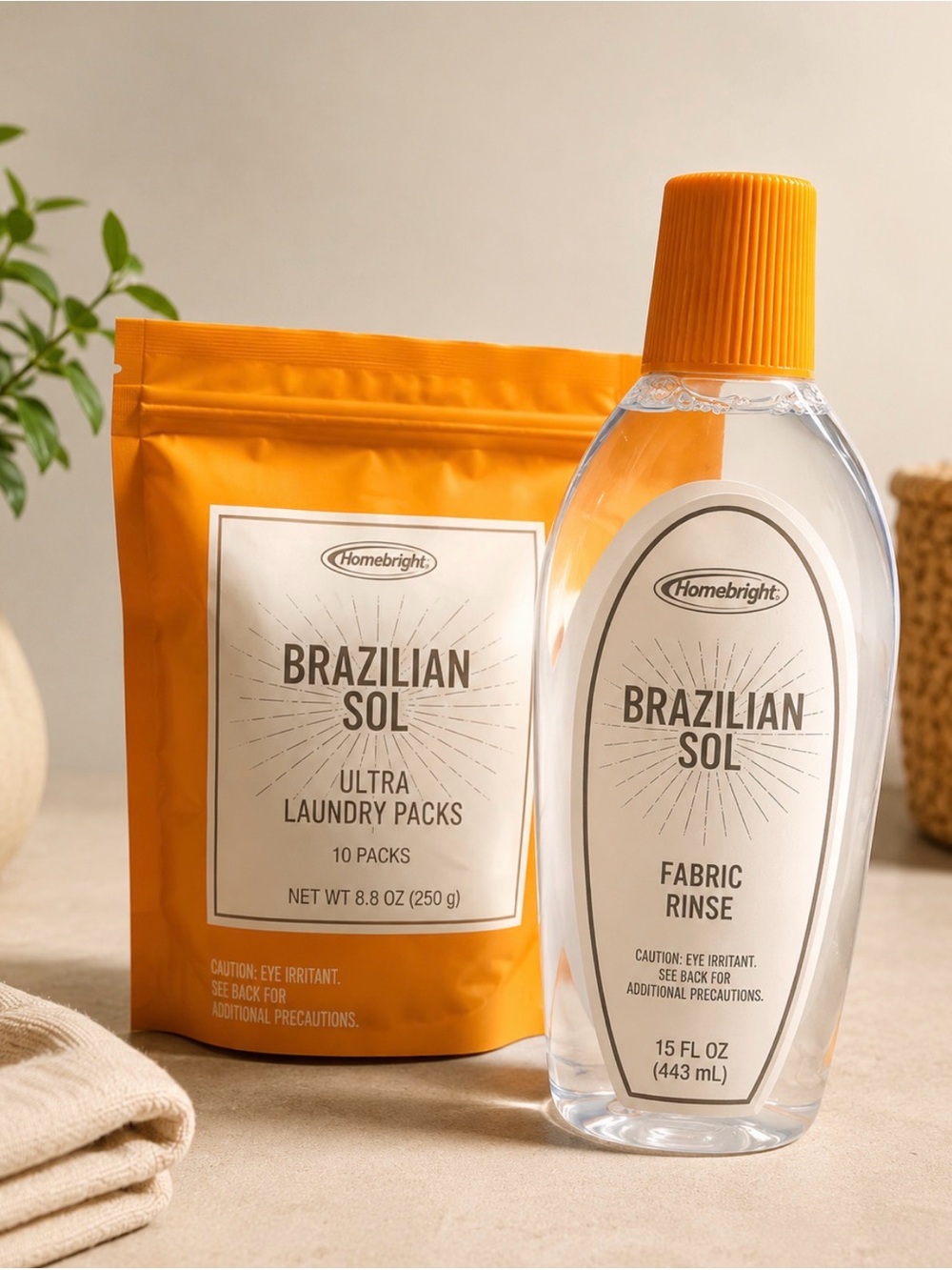 Homebright Brazilian Sol Fabric Rinse & Laundry Packs